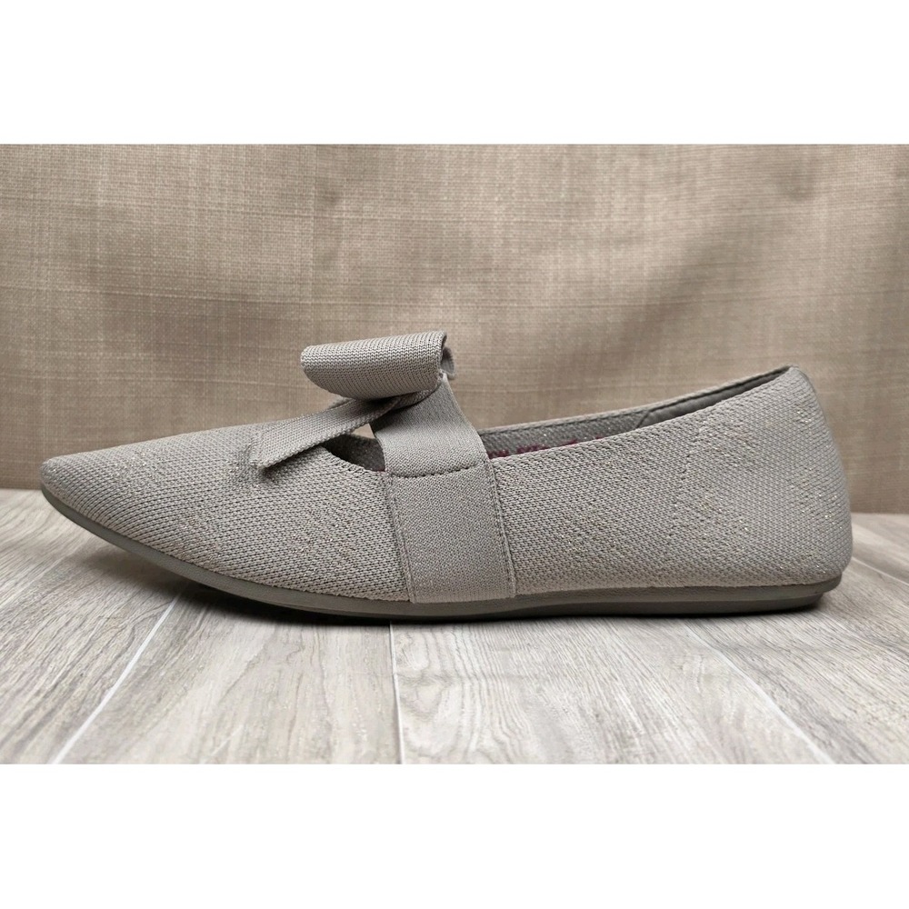 Skechers Cleo Point Womens 9 Classy  Taupe Bow Stretch Comfort Ballet Flats Boho - Picture 5 of 9